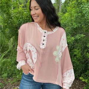 POL Pink Patchwork Women's Top BNWOT Size L